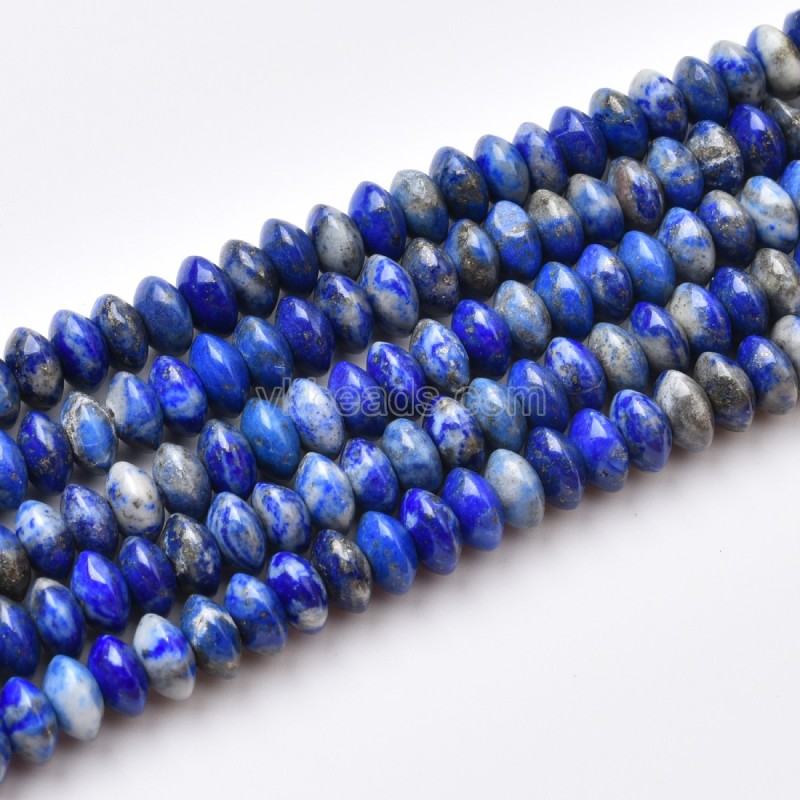 Natural Lapis Lazuli Smooth Saucer Beads Strands, Approx 3x6mm, 38cm/strand