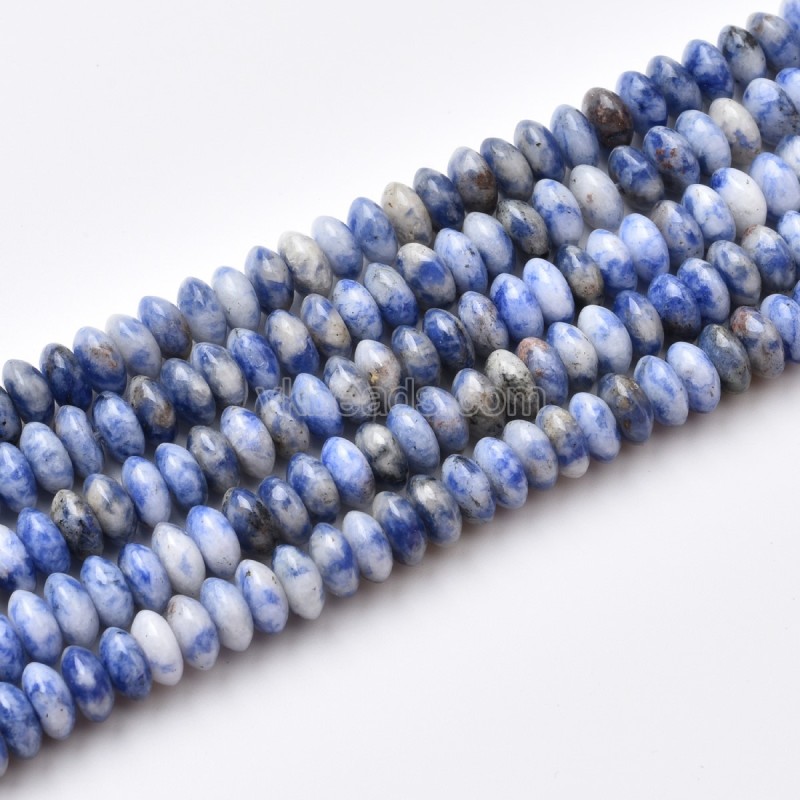 Blue Spot Jasper Smooth Saucer Beads Strands, Approx 3x6mm, 38cm/strand