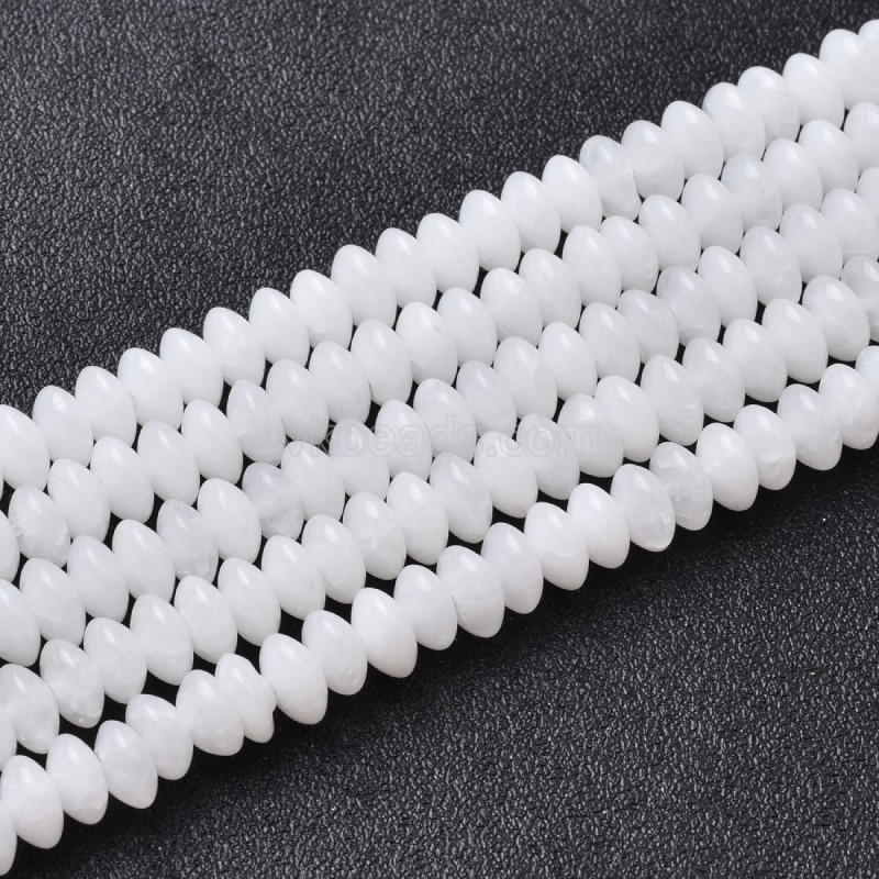 White Jade Smooth Saucer Beads Strands, Approx 3x6mm, 38cm/strand