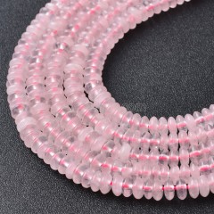 Rose Quartz Smooth Saucer Beads Strands, Approx 3x6mm, 38cm/strand