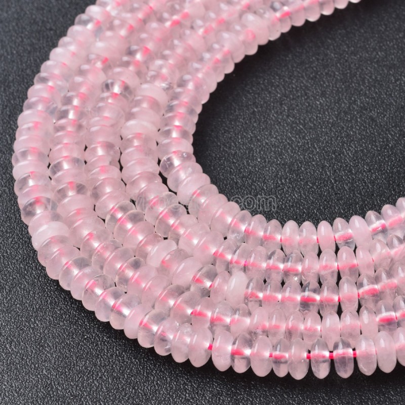 Rose Quartz Smooth Saucer Beads Strands, Approx 3x6mm, 38cm/strand