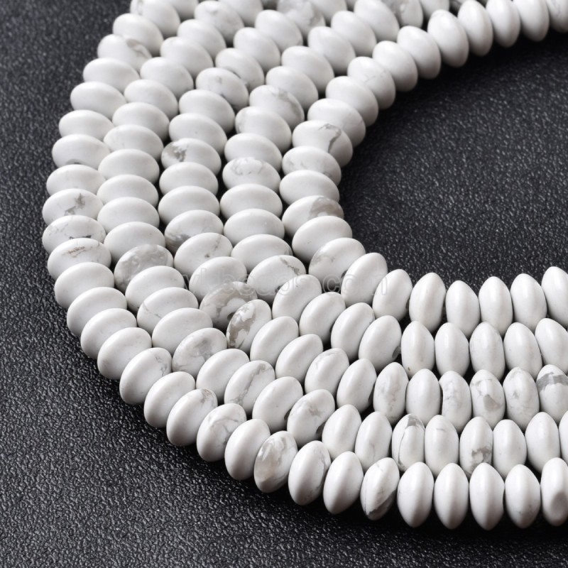Howlite Smooth Saucer Beads Strands, Approx 3x6mm, 38cm/strand