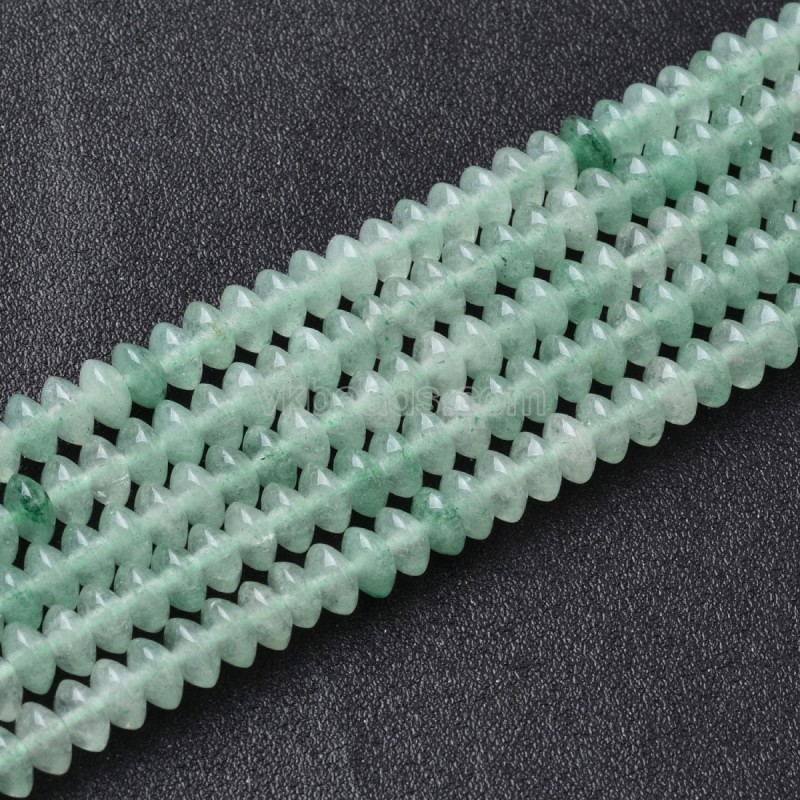 Green Aventurine Smooth Saucer Beads Strands, Approx 3x6mm, 38cm/strand