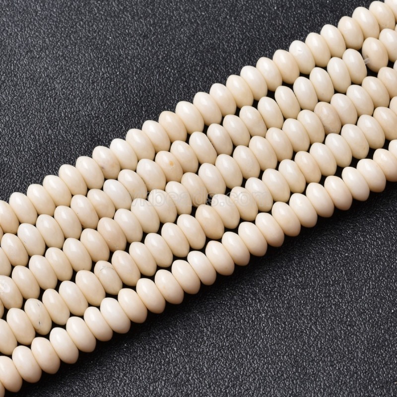Creamy Petrified Wood Jasper Smooth Saucer Beads Strands, Approx 3x6mm, 38cm/strand
