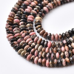 Rhodonite Smooth Saucer Beads Strands, Approx 3x6mm, 38cm/strand