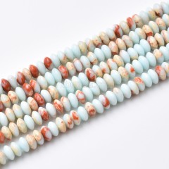 Synthetic Aqua Terra Jasper Smooth Saucer Beads Strands, Approx 3x6mm, 38cm/strand
