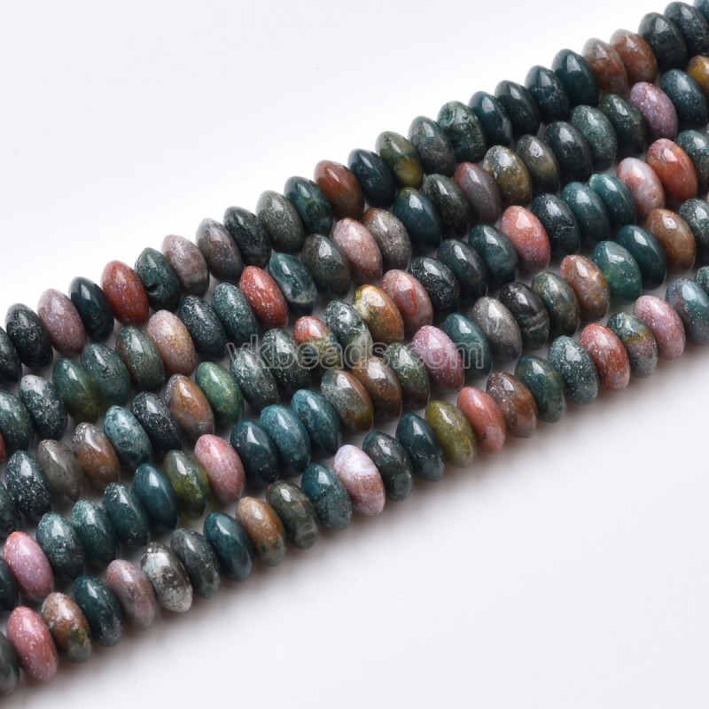 Fancy Jasper/Indian Agate Smooth Saucer Beads Strands, Approx 3x6mm, 38cm/strand
