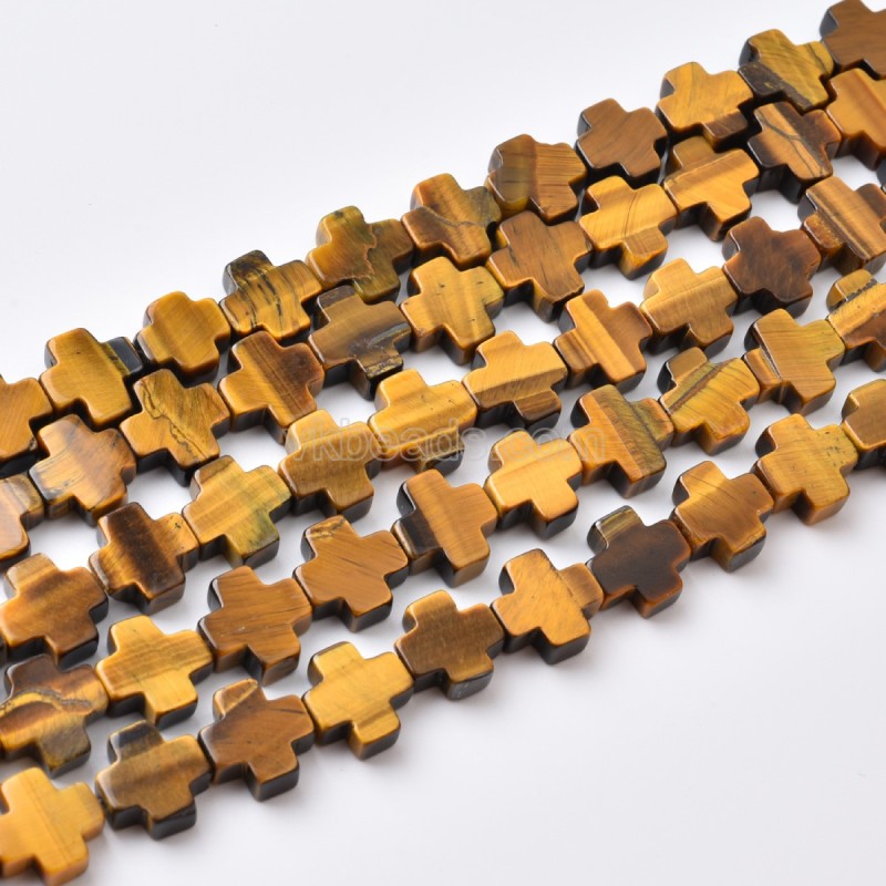 Yellow Tiger Eye Vertically Drilled Flat Cross Beads Strands, Approx 10x10mm, 38cm/strand