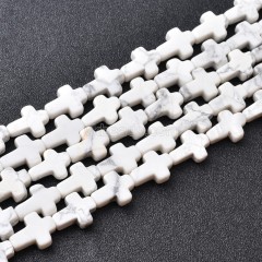 Howlite Vertically Drilled Flat Cross Beads Strands, Approx 10x14mm, 38cm/strand