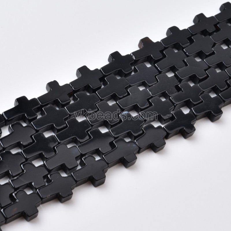 Black Agate Vertically Drilled Flat Cross Beads Strands, Approx 10x14mm, 38cm/strand