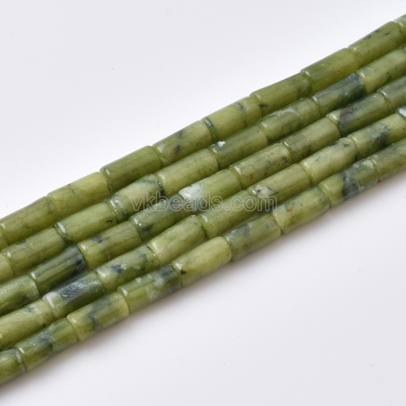 South Jade Tube Cylinder Beads Strands, Approx 4x8mm, 38cm/strand