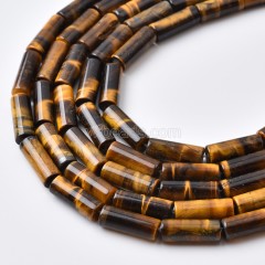Yellow Tiger Eye Smooth Tube Cylinder Beads Strands, Approx 4x8-6x16mm, 38cm/strand