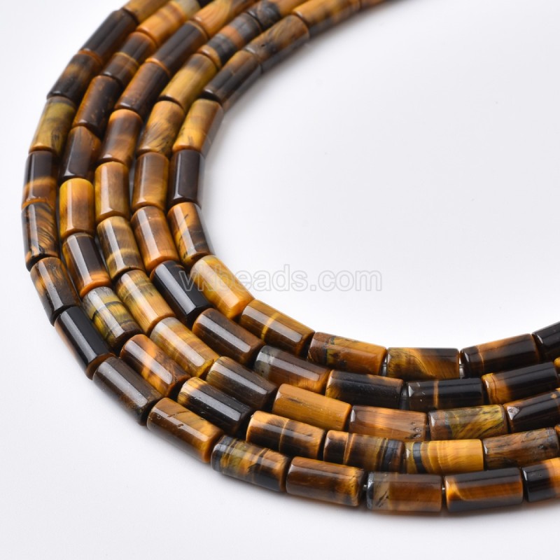 Yellow Tiger Eye Smooth Tube Cylinder Beads Strands, Approx 4x8-6x16mm, 38cm/strand