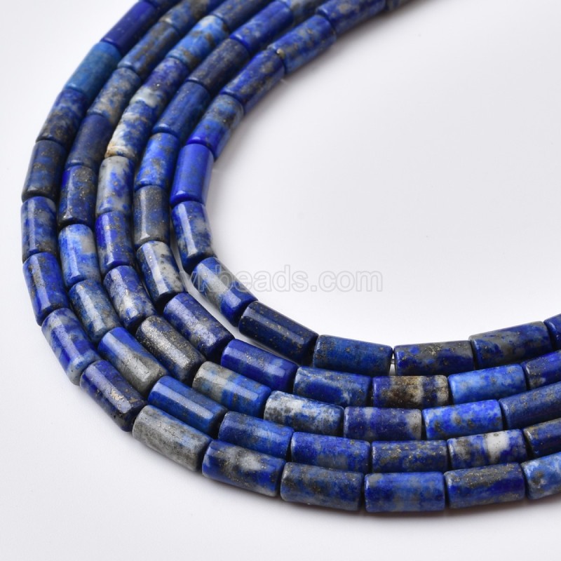 Lapis Lazuli Smooth Tube Cylinder Beads Strands, Approx 4x8mm, 38cm/strand