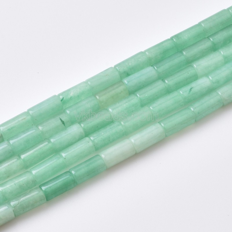 Green Aventurine Smooth Tube Cylinder Beads Strands, Approx 4x8mm, 38cm/strand