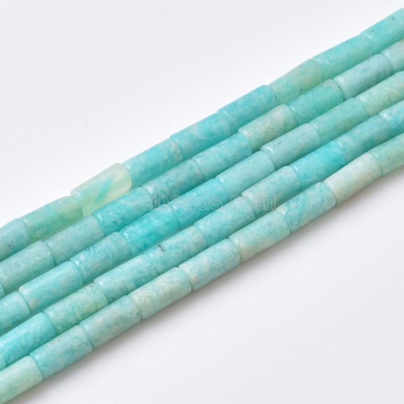 Amazonite Smooth Tube Cylinder Beads Strands, Approx 4x8mm, 38cm/strand