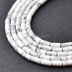 Howlite Smooth Tube Cylinder Beads Strands, Approx 4x8mm, 38cm/strand