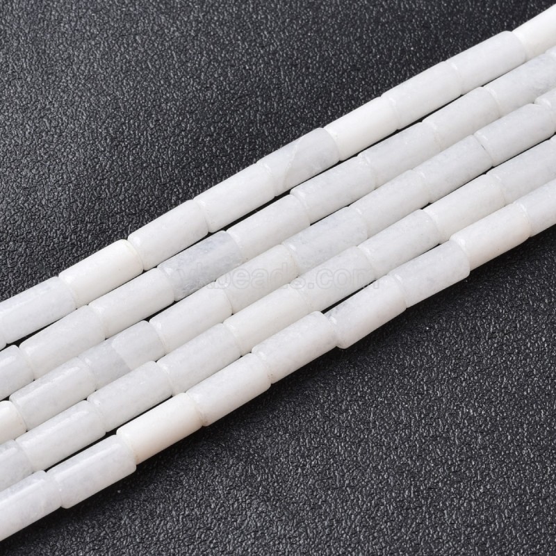 White Jade Smooth Tube Cylinder Beads Strands, Approx 4x8mm, 38cm/strand