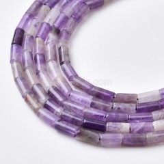 Amethyst Smooth Tube Cylinder Beads Strands, Approx 4x8mm, 38cm/strand