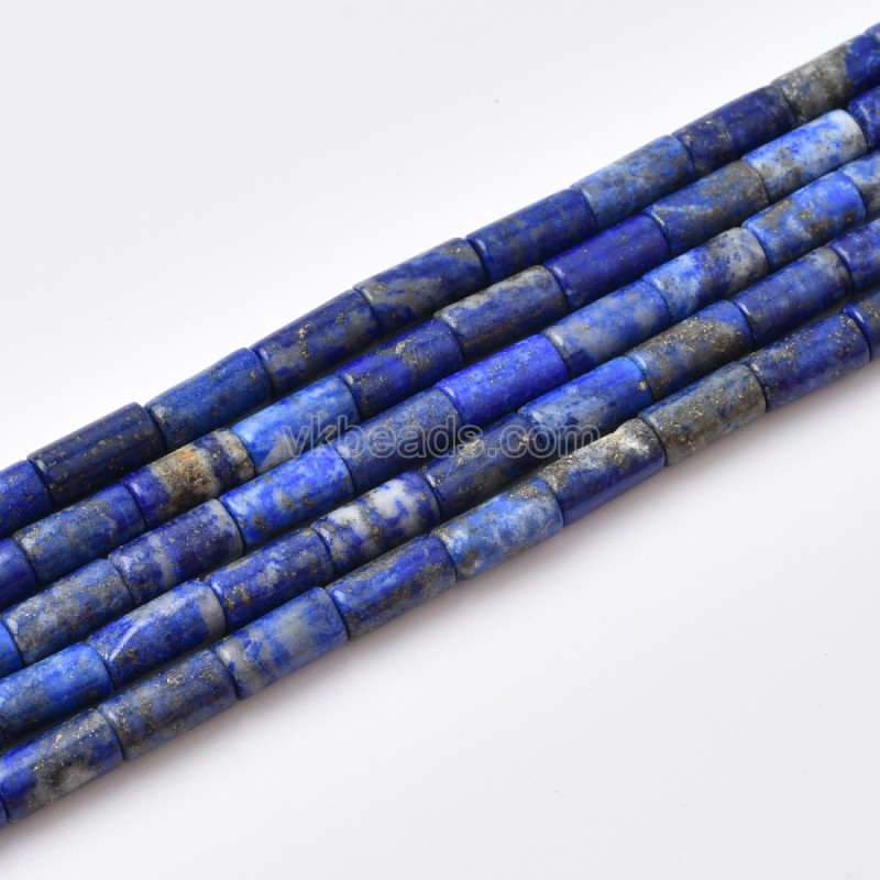 Lapis Lazuli Smooth Tube Cylinder Beads Strands, Approx 4x8mm, 38cm/strand