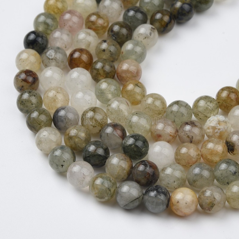 Red Green Quartz Smooth Round Beads Strands, Approx 6-10mm, 38cm/strand