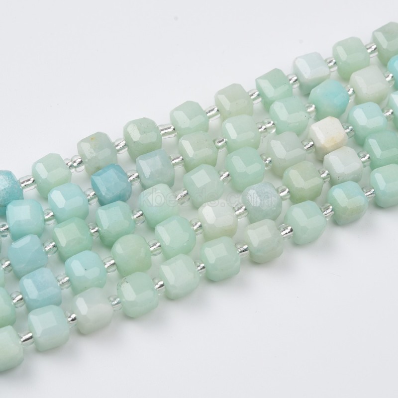 Amazonite Faceted Cube Beads Strands, Approx 8mm, 38cm/strand
