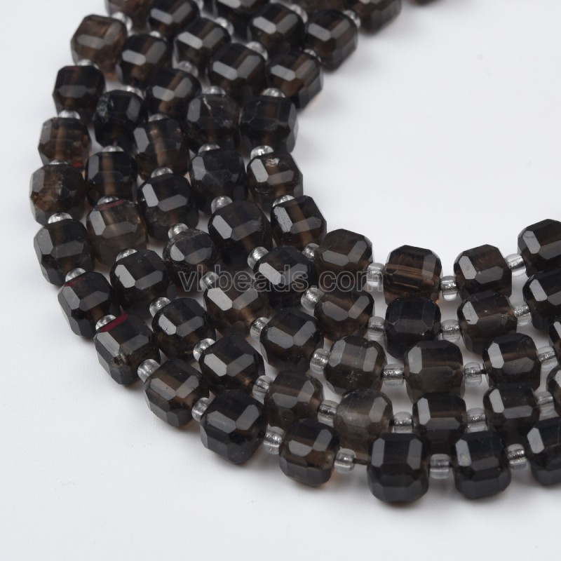 Smoky Quartz Faceted Cube Beads Strands, Approx 8mm, 38cm/strand