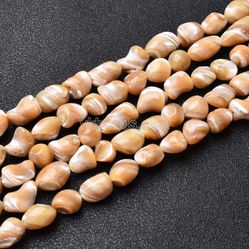 Caramel Trochid Shell Nugget Beads Strands, Approx 10-12x10-20mm, 38cm/strand