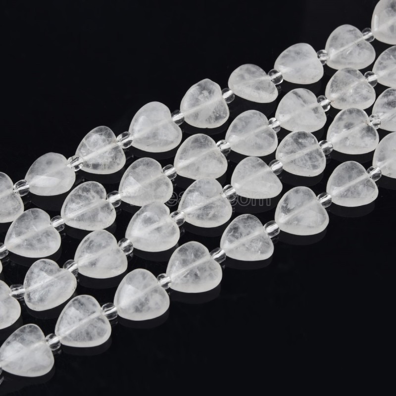Clear Quartz Vertically Drilled Smooth Puffy Heart Beads Strands, Approx 10-12mm, 38cm/strand