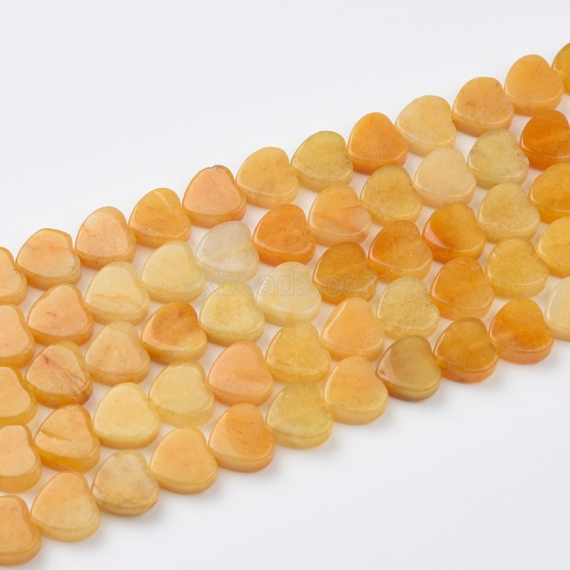 Yellow Jade Vertically Drilled Flat Heart Beads Strands, Approx 10-12mm, 38cm/strand