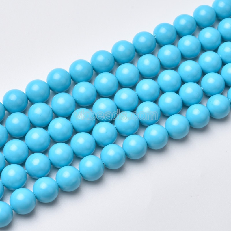 Blue Turquoise Color Shell Pearl Smooth Round Beads Strands, Approx 2-20mm, 38cm/strand