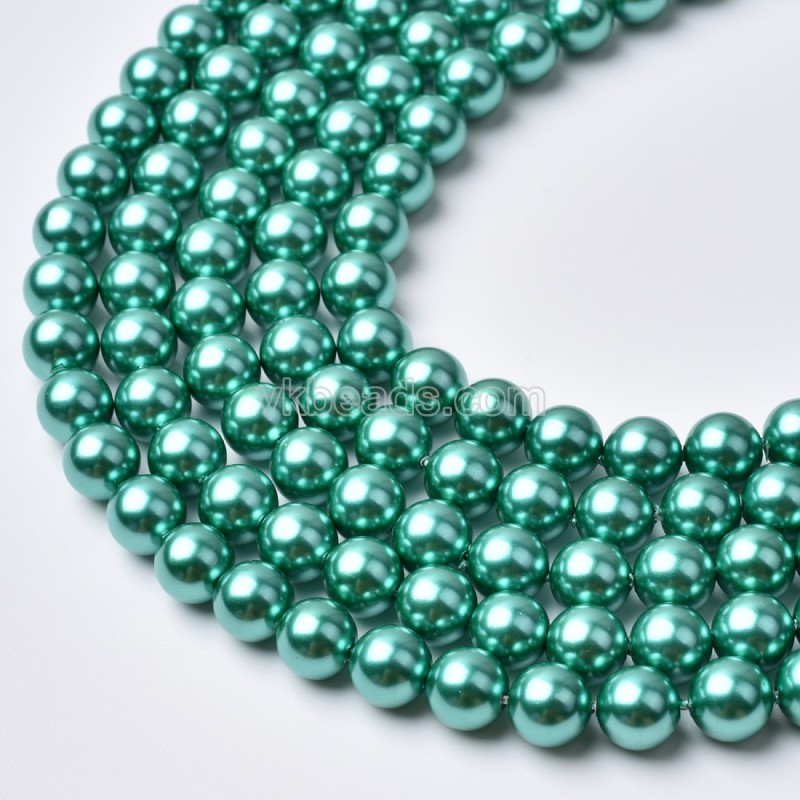 Sea Green Color Shell Pearl Smooth Round Beads Strands, Approx 2-20mm, 38cm/strand