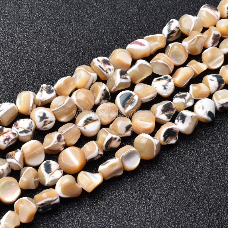 Caramel Trochid Shell Nugget Beads Strands, Approx 8-10mm, 38cm/strand