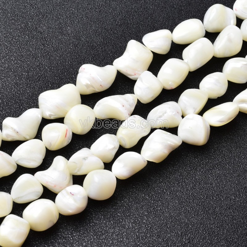 White Trochid Shell Nugget Beads Strands, Approx 10-12x10-20mm, 38cm/strand