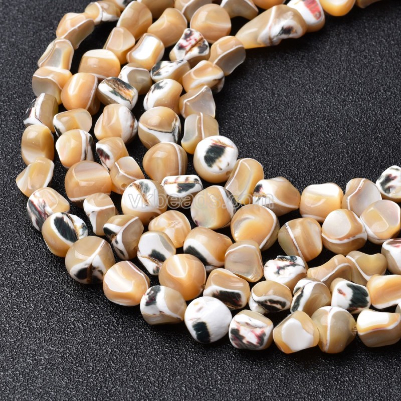 Caramel Trochid Shell Nugget Beads Strands, Approx 8-10mm, 38cm/strand