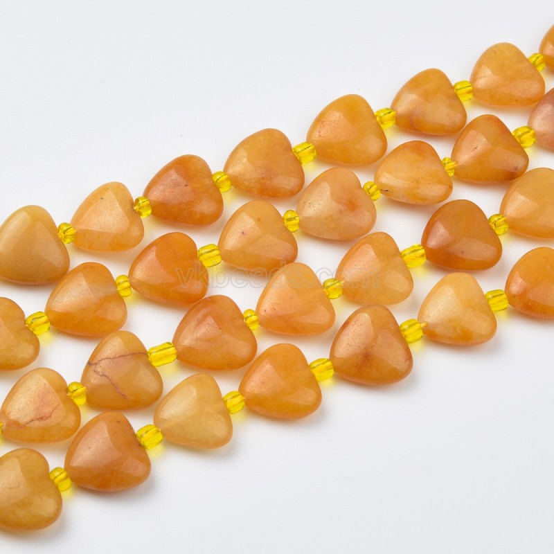 Yellow Jade Vertically Drilled Smooth Puffy Heart Beads Strands, Approx 10-12mm, 38cm/strand