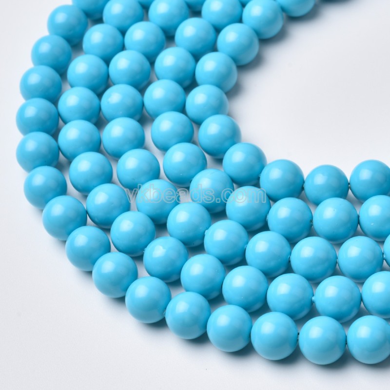 Blue Turquoise Color Shell Pearl Smooth Round Beads Strands, Approx 2-20mm, 38cm/strand