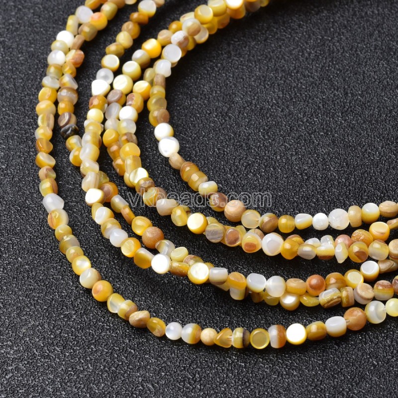 Golden Shell Nugget Beads Strands, Approx 3-3.5mm, 38cm/strand