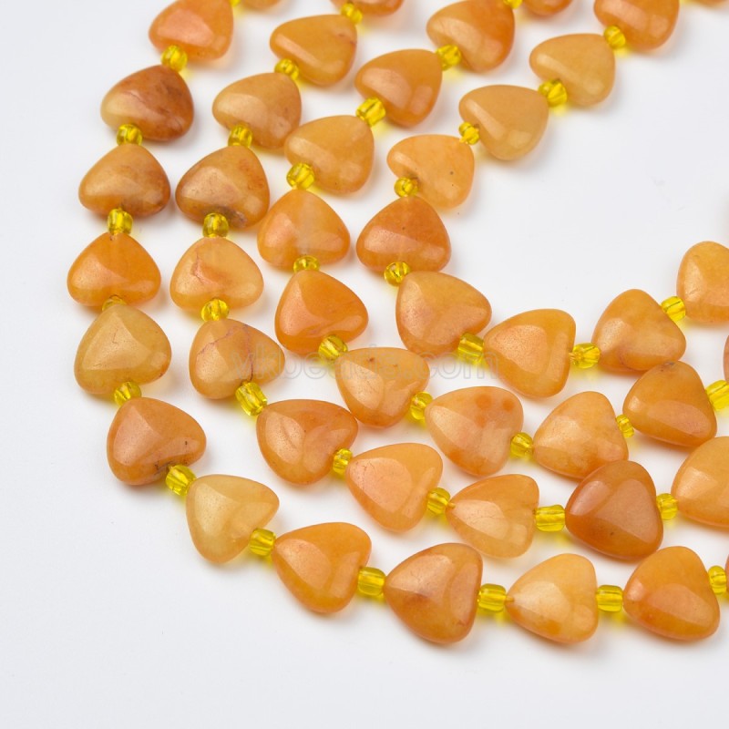 Yellow Jade Vertically Drilled Smooth Puffy Heart Beads Strands, Approx 10-12mm, 38cm/strand