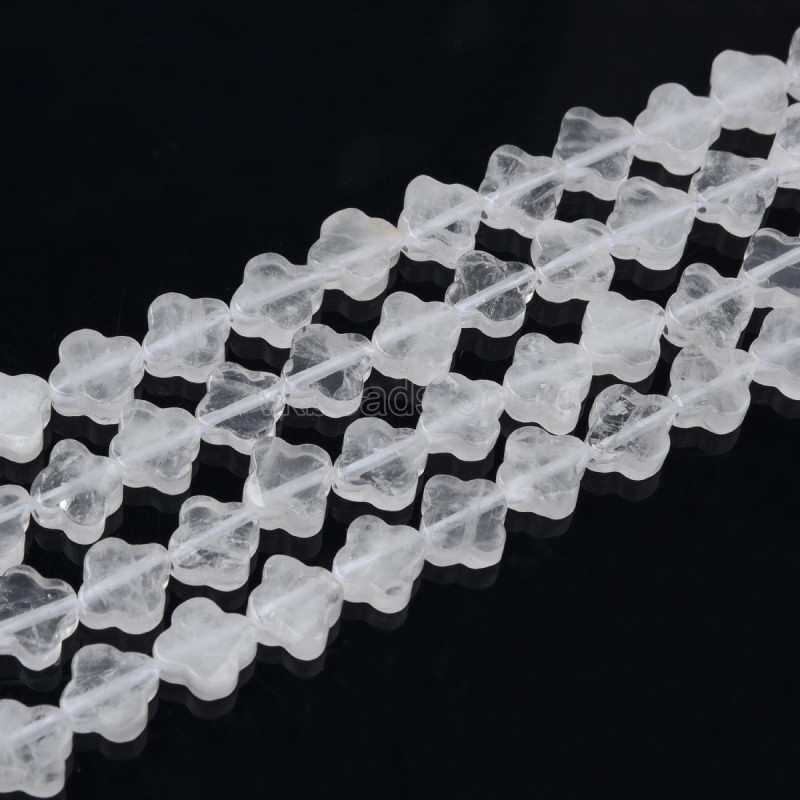 Clear Quartz Flat 4 Four Leaf Clover Beads Strands, Approx 10mm, 38cm/strand