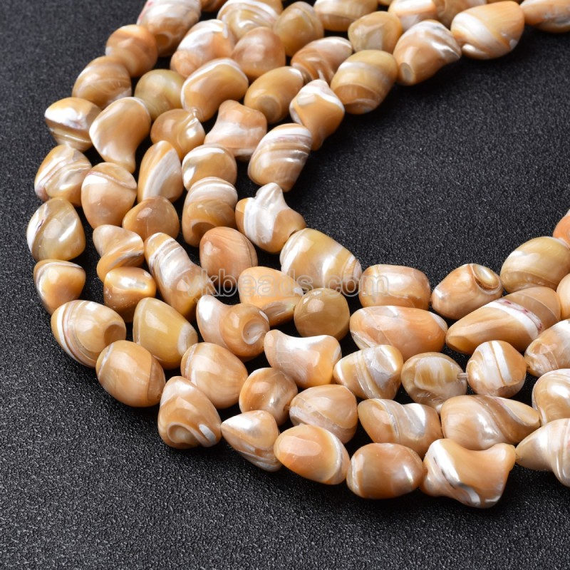 Caramel Trochid Shell Nugget Beads Strands, Approx 10-12x10-20mm, 38cm/strand