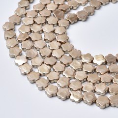 Brown Shell Pearl Flat Flower Beads Strands, Approx 6-7~8-9mm, 38cm/strand