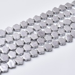 Warm Grey Shell Pearl Flat Flower Beads Strands, Approx 6-7~8-9mm, 38cm/strand