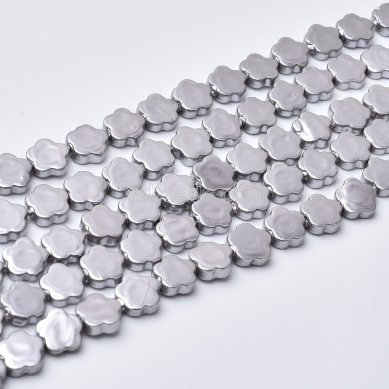 Warm Grey Shell Pearl Flat Flower Beads Strands, Approx 6-7~8-9mm, 38cm/strand