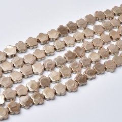 Brown Shell Pearl Flat Flower Beads Strands, Approx 6-7~8-9mm, 38cm/strand