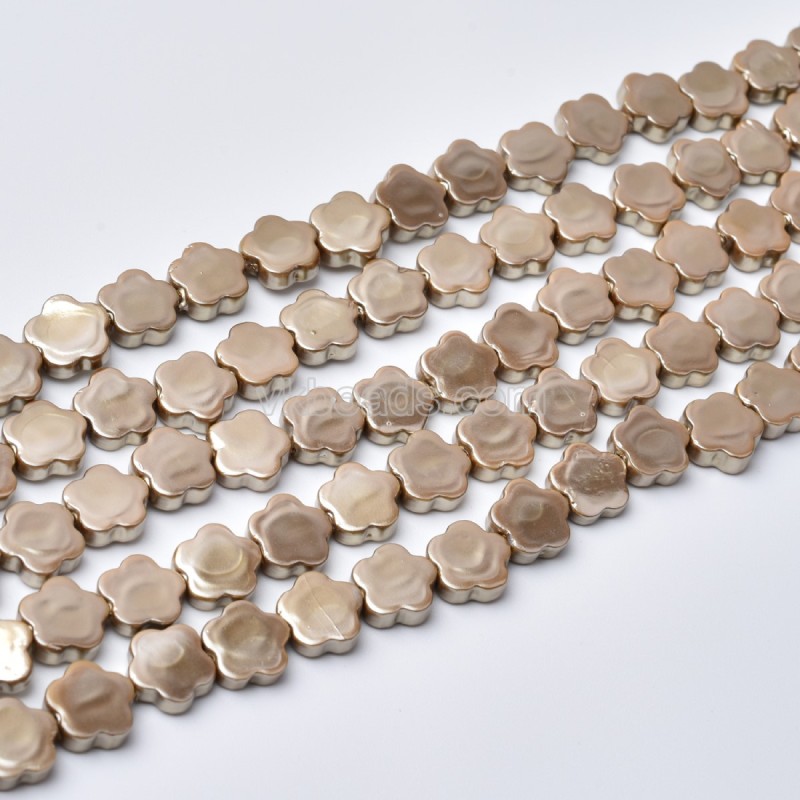 Brown Shell Pearl Flat Flower Beads Strands, Approx 6-7~8-9mm, 38cm/strand