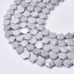 Warm Grey Shell Pearl Flat Flower Beads Strands, Approx 6-7~8-9mm, 38cm/strand