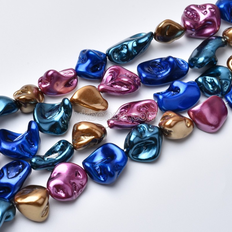 Multicolor Shell Pearl Nugget Beads Strands, Approx 13-20mm, 38cm/strand