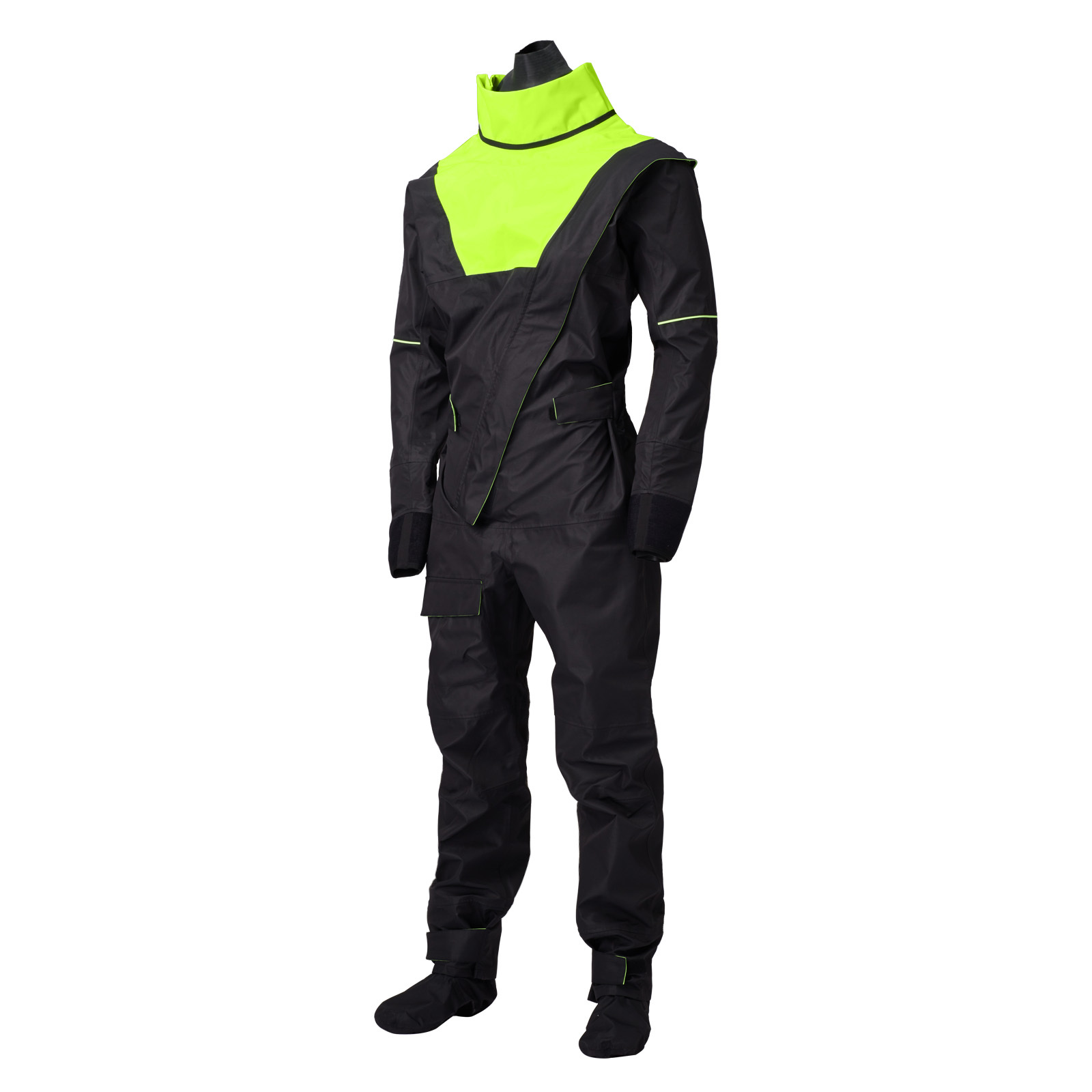 Yuelei Fluorescent Green with Black Dry Suit - Customizable Gore-Tex Model DM4
