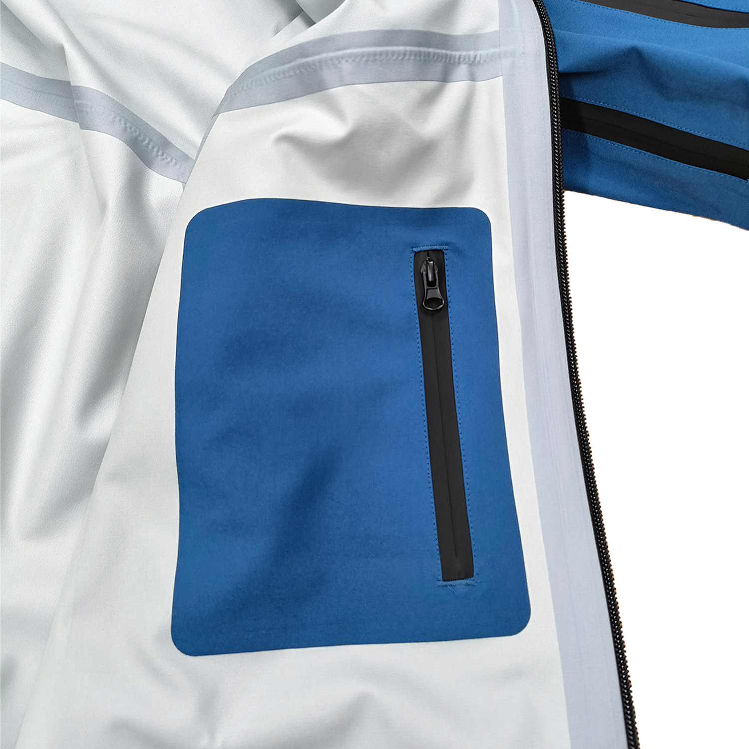 Veste de pluie bleu pâle respirante sous les bras en gros ODM&OEM par Yuelei